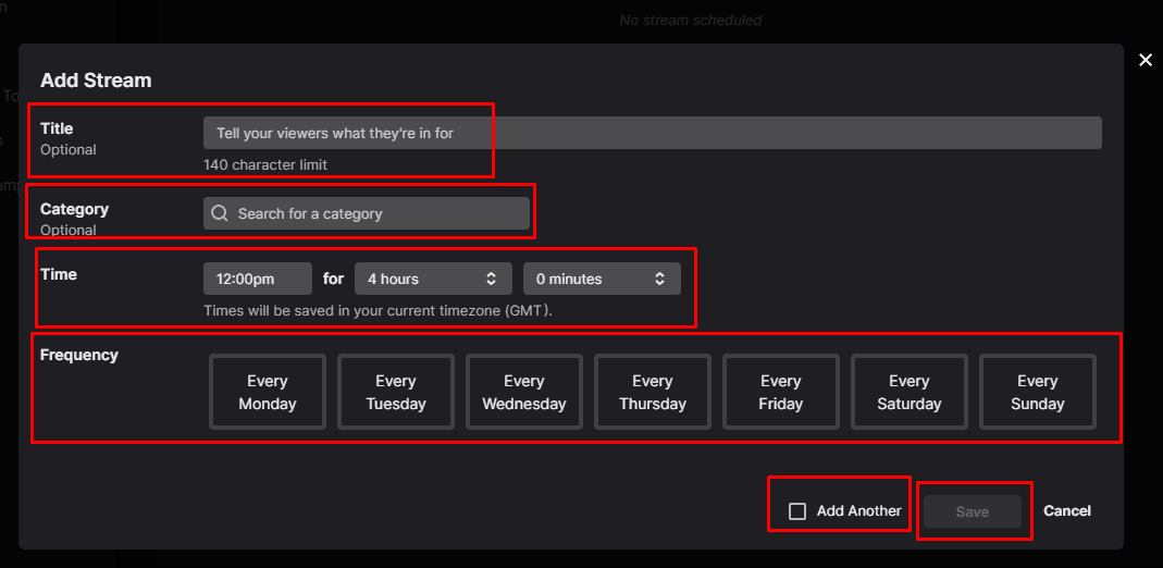 Twitch.tv: How to Configure a Stream Schedule